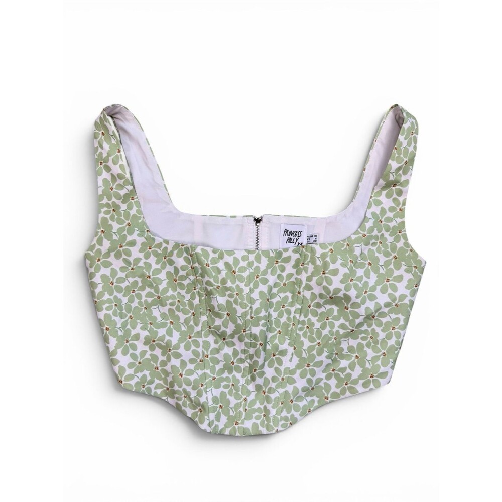 Princess Polly Green Floral Corset Crop Top – US 6